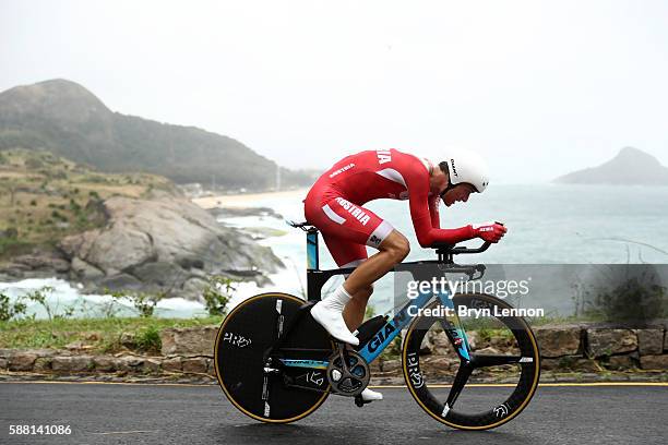 Georg Preidler of Austria competes in the Cycling Road Men's Individual Time Trial on Day 5 of the Rio 2016 Olympic Games at Pontal on August 10,...