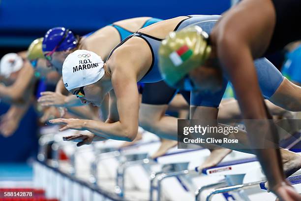 Yusra Mardini of the Refugee Olympic Team competes in the Women's 100m Freestyle heat on Day 5 of the Rio 2016 Olympic Games at the Olympic Aquatics...