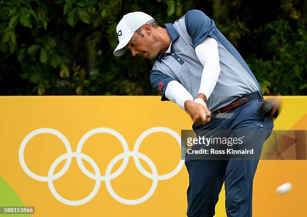 Matt Kuchar of the USA in action during a practice round at Olympic Golf Course on August 10, 2016 in Rio de Janeiro, Brazil.