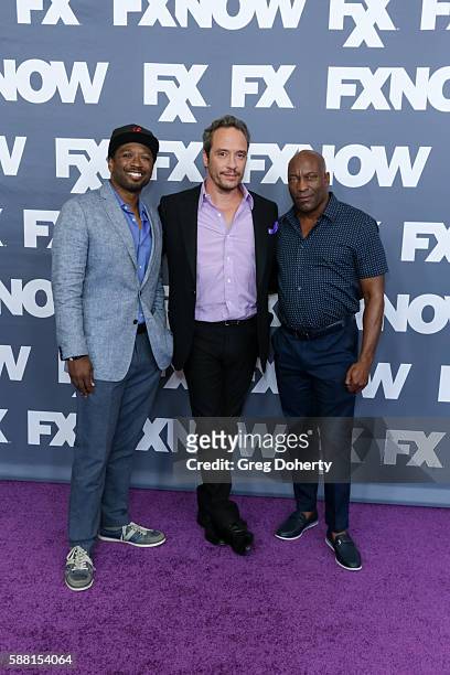 Writer Joe Robert Cole, producer D.V. DeVincentis and director John Singleton attend the FX Networks TCA 2016 Summer Press Tour at The Beverly Hilton...