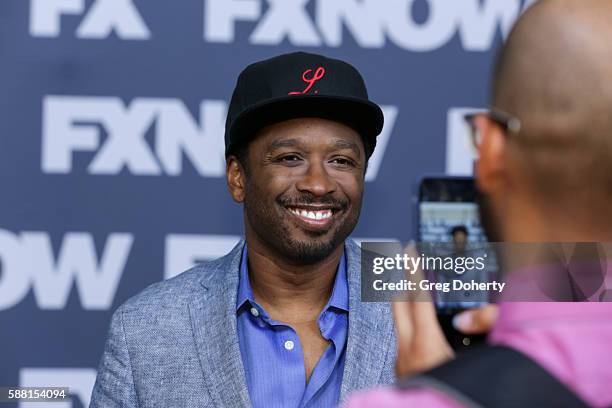 Writer Joe Robert Cole poses for a Snapchat as he attends the FX Networks TCA 2016 Summer Press Tour at The Beverly Hilton on August 9, 2016 in...