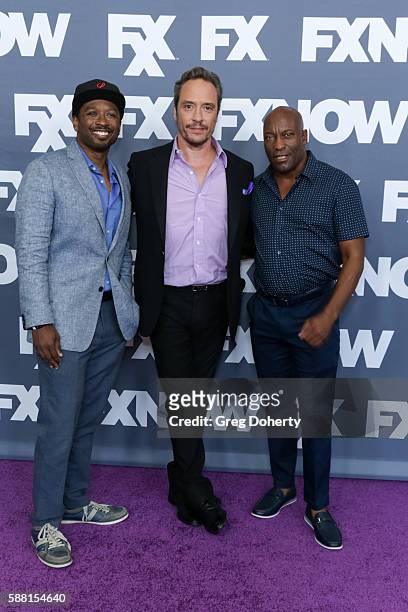 Writer Joe Robert Cole, producer D.V. DeVincentis and director John Singleton attend the FX Networks TCA 2016 Summer Press Tour at The Beverly Hilton...