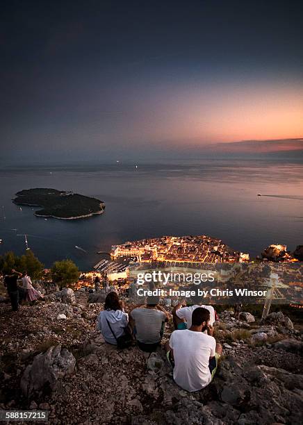 dunbrovnik sunset - dubrovnik old town stock pictures, royalty-free photos & images