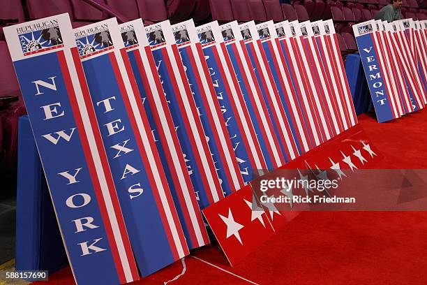 State Delegation signs at the Republican National Convention site at Madison Square Garden.