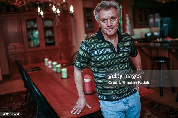 American novelist John Irving, photographed at his home in Dorset, Vermont.