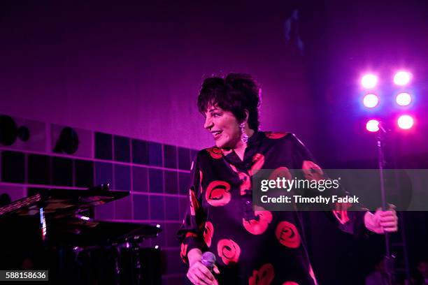 Liza Minelli performs on stage during the 2nd Annual amfAR Inspiration Gala at The Museum of Modern Art in New York.