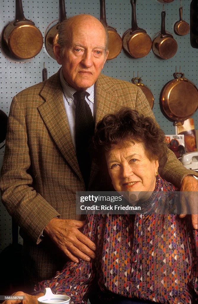 Celebrity Chef Julia Child and her husband Paul Child at their home