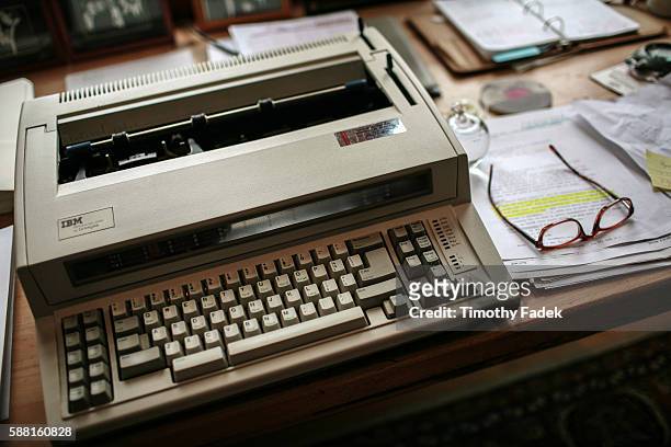 The electric typewriter used by american novelist John Irving, photographed at his home in Dorset, Vermont.