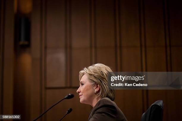 Senator Hillary Clinton testifies at a hearing before the Senate Foreign Relations Committee on her nomination to be Secretary of State, in...