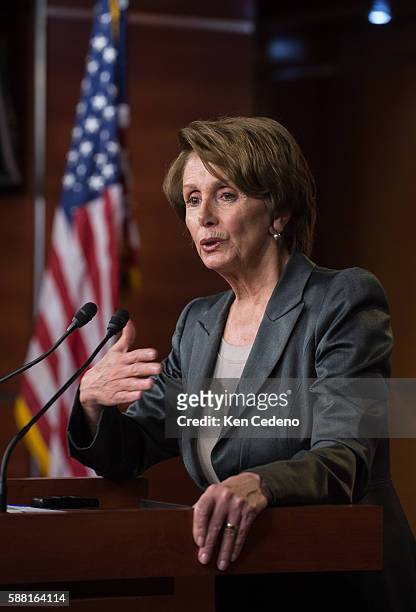 House Minority Leader Nancy Pelosi, , speaks during a news conference about the ongoing fiscal cliff budget impasse in Washington DC December 20,...