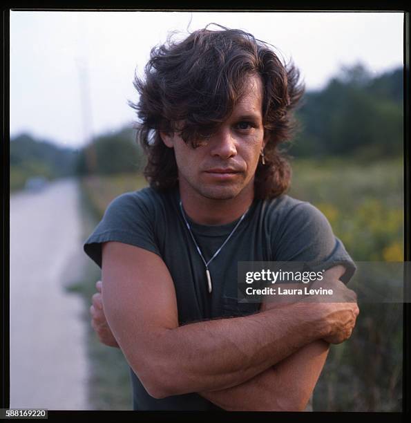 Portrait of singer John Cougar Mellencamp taken near Bloomington, Indiana.