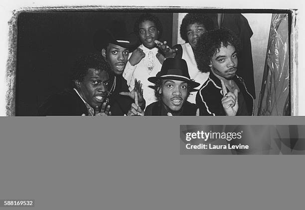 Rappers Grandmaster Flash and Furious Five backstage at the Ritz.