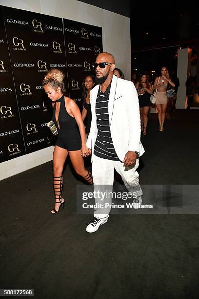 Halle Calhoun and R Kelly attend a Party at Gold Room on August 7, 2016 in Atlanta, Georgia.