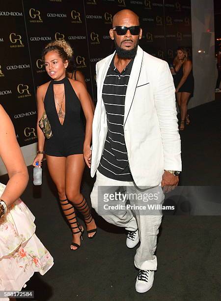 Halle Calhoun and R Kelly attend a Party at Gold Room on August 7, 2016 in Atlanta, Georgia.