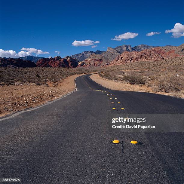 empty rural road winding through desert - swimming lane marker bildbanksfoton och bilder