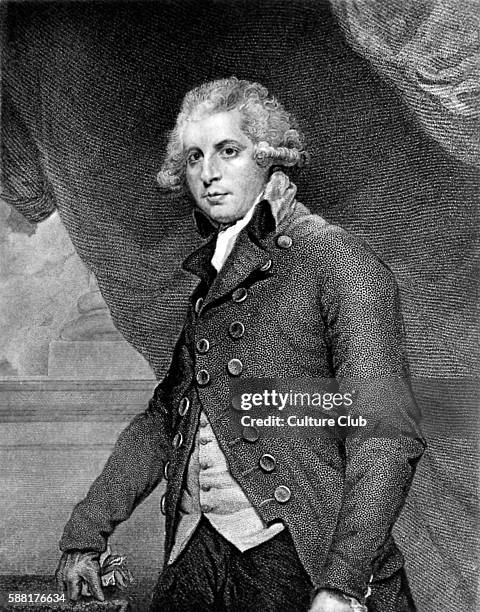 Richard Brinsley Sheridan, Irish-born playwright and poet, 30 October 1751  7 July 1816. From an engraving by Hicks after Reynolds in the collection...