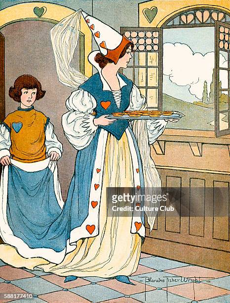 The Queen of Hearts, illustration by Blanche Fisher Wright . Published 1916. The Queen of Hearts, She made some tarts, All on a summers day.