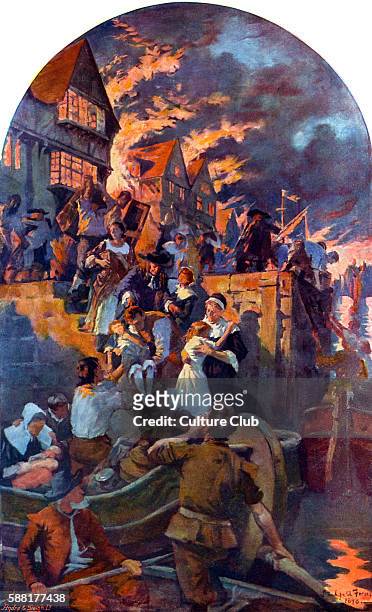 The Great Fire of London after the original 1898 mural in the Royal Exchange by Stanhope Alexander Forbes, Irish artist, 18 November 1857  2 March...
