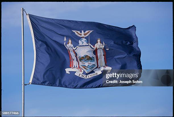 new york state flag - new york state flag stock pictures, royalty-free photos & images