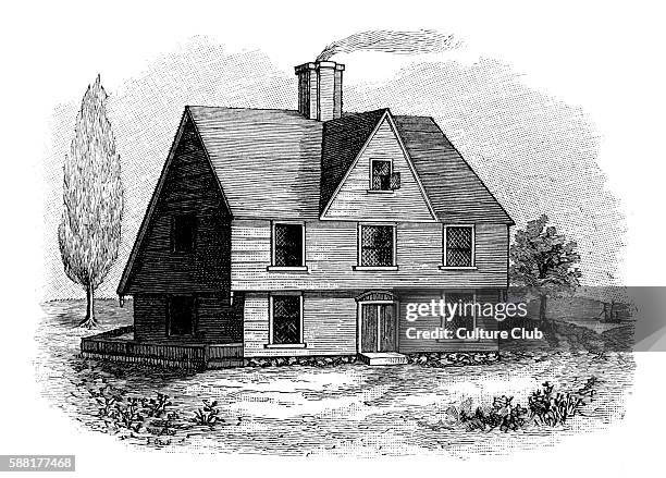 Allyn House, New Plymouth. This house was built in the Plymouth Colony by the Pilgrim Fathers, but was demolished in 1826. Reproduced from an...