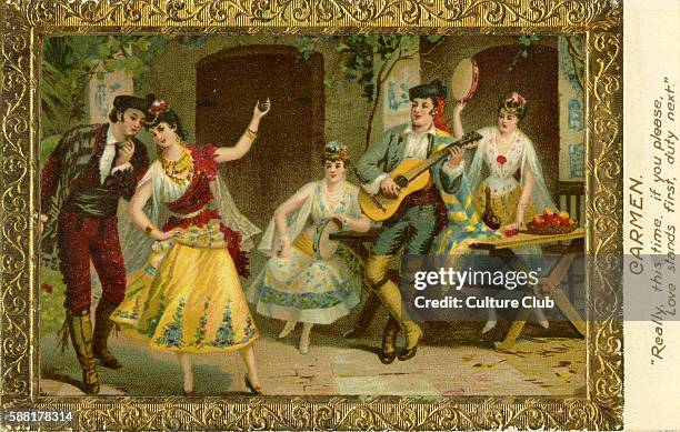Carmen by Georges Bizet. French composer, 25 October 1838 - 3 June 1875. Illustration of scene from the opera. Caption reads: Carmen. Really, this...