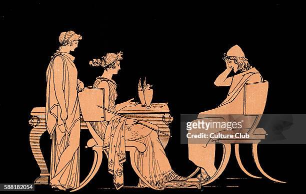 Homer, The Odyssey. Ulysses at the table of Circe, a beautiful witch-goddess who transforms Odysseuss crew into swine when he lands on her island ....