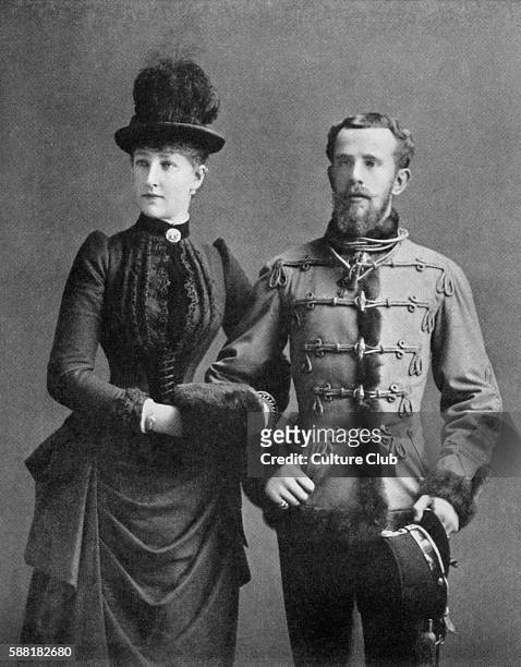 Crown Prince Rudolf of Austria with his wife Stéphanie of Belgium. Archduke Rudolf : 21 August 1858 - 30 January 1889. Crown Princess Stéphanie: 21...