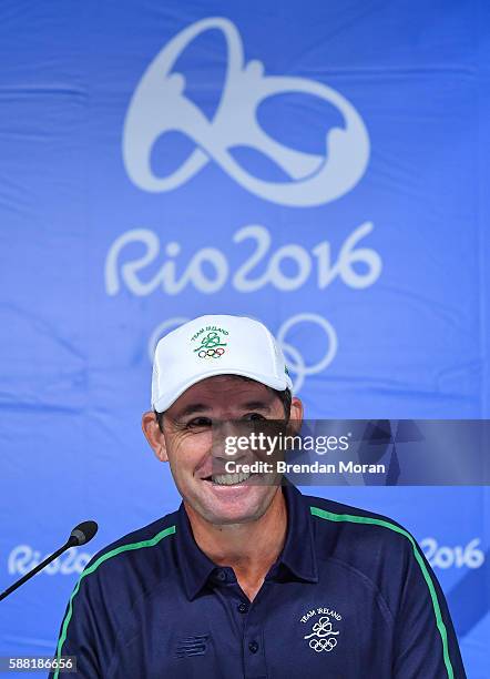 Rio , Brazil - 10 August 2016; Padraig Harrington of Ireland during a press conference after a practice round ahead of the Men's Strokeplay...