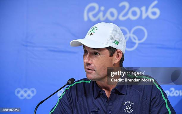 Rio , Brazil - 10 August 2016; Padraig Harrington of Ireland during a press conference after a practice round ahead of the Men's Strokeplay...