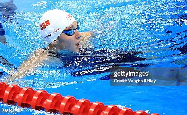 Chantel Van Landeghem of Canada competes in the Women's 100m Freestyle Heats on Day 5 of the Rio 2016 Olympic Games at the Olympic Aquatics Stadium...