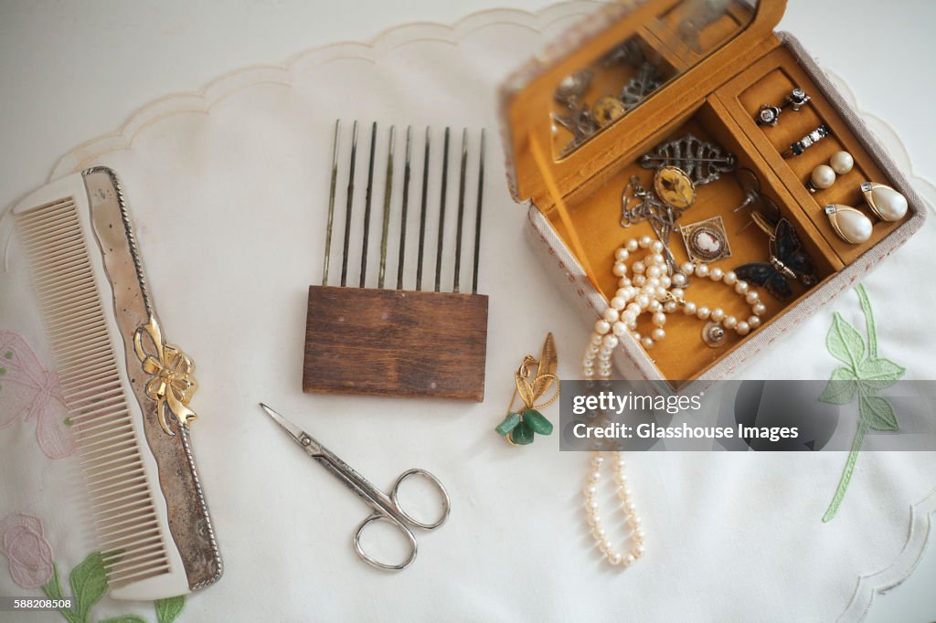 Vintage Jewelry Box and Combs