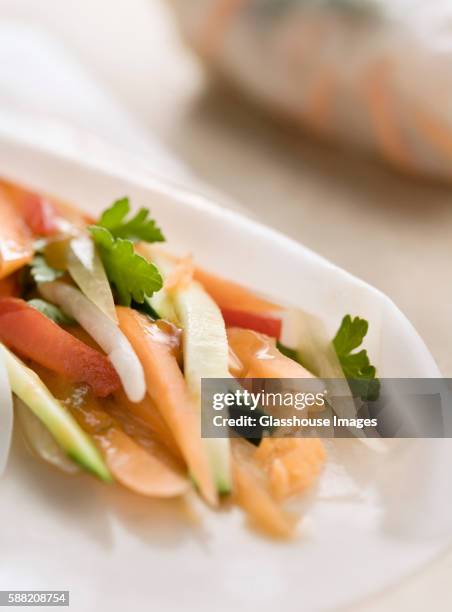 spring roll vegetables - goi cuon stock pictures, royalty-free photos & images