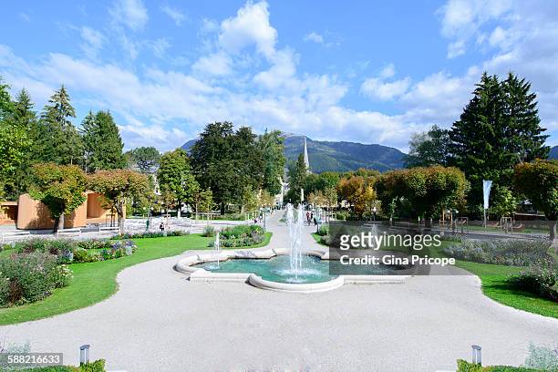 fountain in kaiservilla park at bad ischl, austria - gmunden austria stock pictures, royalty-free photos & images