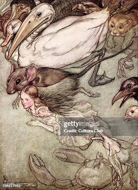 Alice s Adventures in Wonderland by Lewis Carroll . Caption reads:The Pool of Tears . Illustration by Arthur Rackham. . LC: English childrens writer...