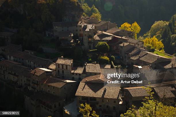 rupit rural town with view fro above. - tapered roots stock pictures, royalty-free photos & images