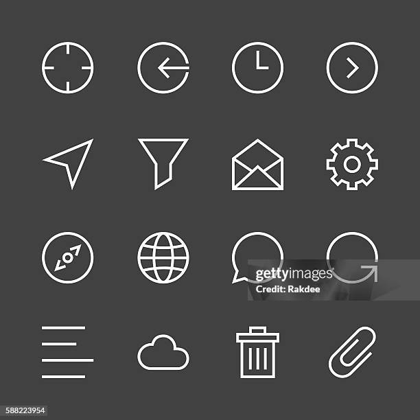 basic icon set 2 - white line series - bin icon stock illustrations