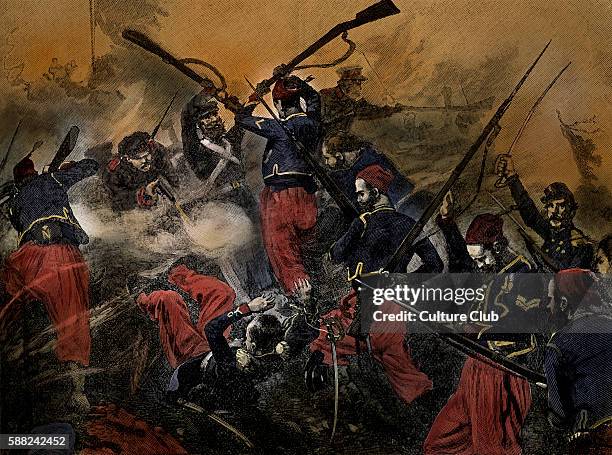 French soldiers at Battle of Malakoff, 7 September 1855, part of Siege of Sevastopol during Crimean War . Conflict between the Russian Empire and an...