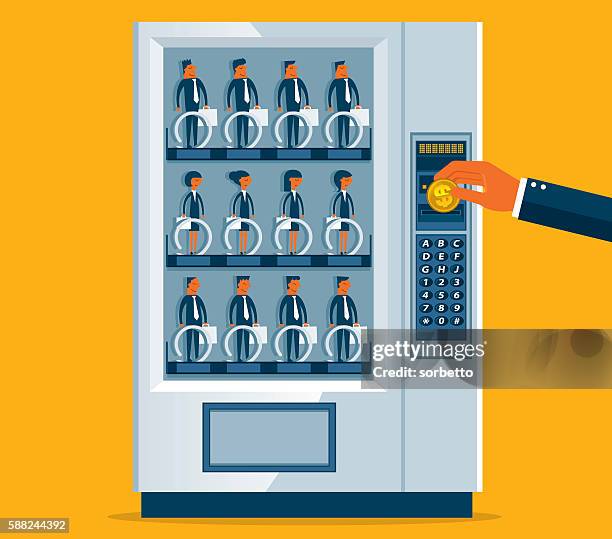 finding the right person - vending machine stock illustrations