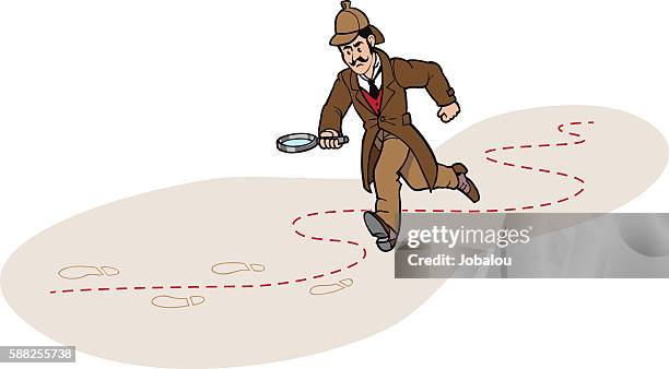 detective chasing a clue - clue board game stock illustrations