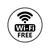 Free wifi icon. Wireless connection sticker