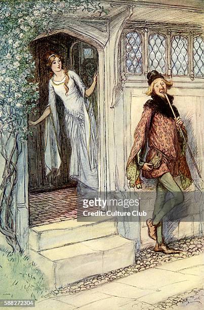The Merry Wives of Windsor by William Shakespeare. Illustration by Hugh Thomson, 1910. Act I, Scene 1. Caption [Slender to Anne Page] I am not-a...