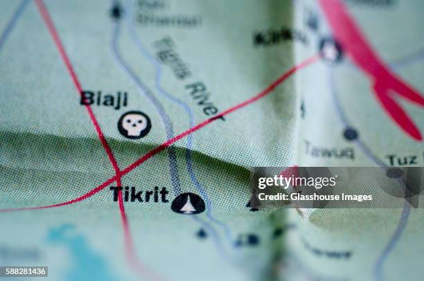 map of tikrit, iraq detail - iraq tikrit stock pictures, royalty-free photos & images