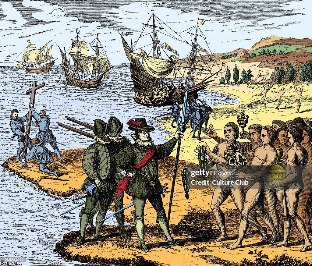 Christopher Columbus setting foot on Ame