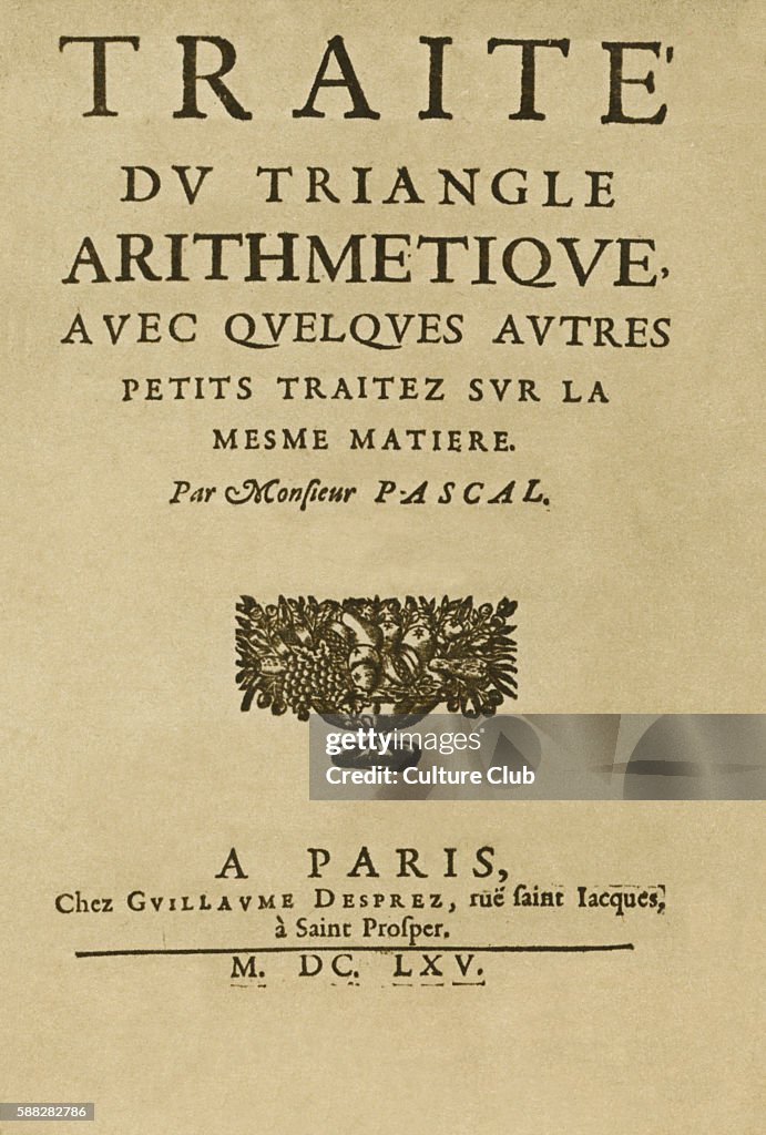 Title page: Traite du Triangle arithmeti