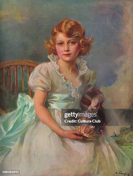 Portrait of Princess Elizabeth in 1936, later Elizabeth II . After the painting by Philip A. De Laszlo.