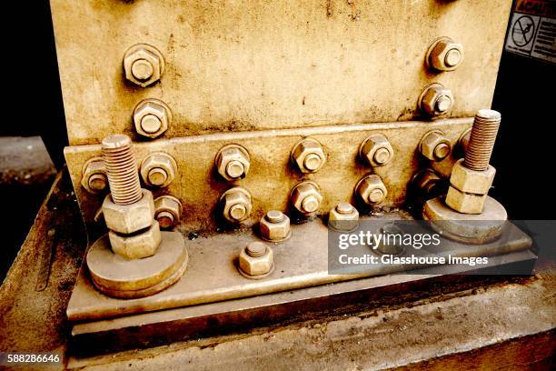 large nuts and bolts, elevated train column, chicago, illinois, usa - chicago subway stock pictures, royalty-free photos & images