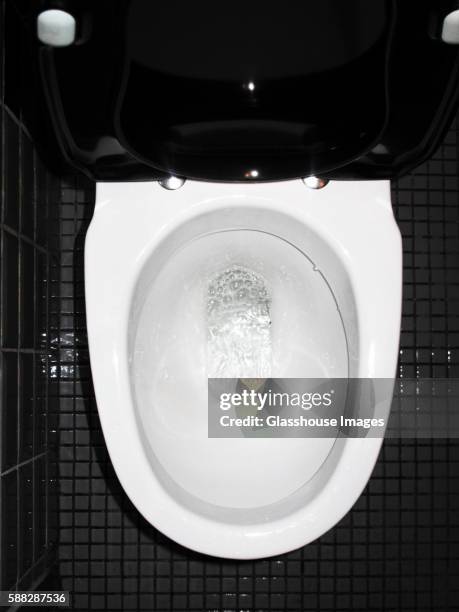 toilet bowl, high angle view - flushing stock pictures, royalty-free photos & images