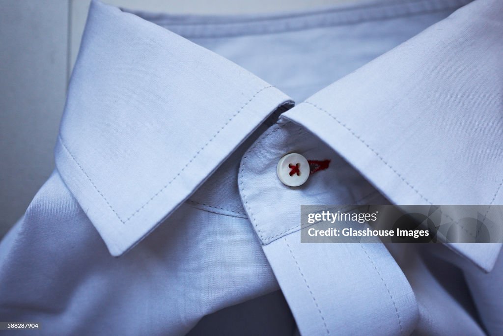 Buttoned Shirt Collar, Close-Up