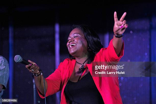 Shemekia Copeland is performing with her band during the Blues under the Bridge blues festival in Colorado Springs, CO. On August 30, 2016.