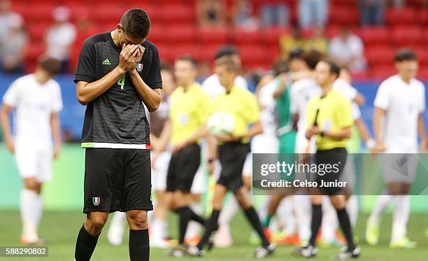 Montes Cesar laments the loss of Mexico during the Group C match between Mexico v South Korea of the Rio 2016 Olympic Games at Mane Garrincha Stadium...